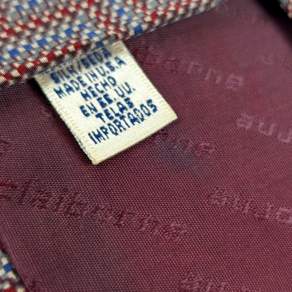 Vintage Claiborne Silk Tie Red Blue Gray Chevron Made in USA